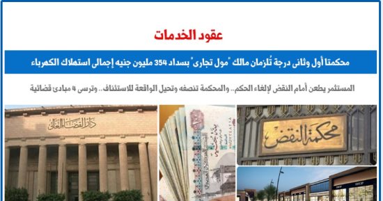 4 مبادئ قضائية بشأن دعاوى فواتير المياة والكهرباء والغاز والإنترنت.. برلمانى